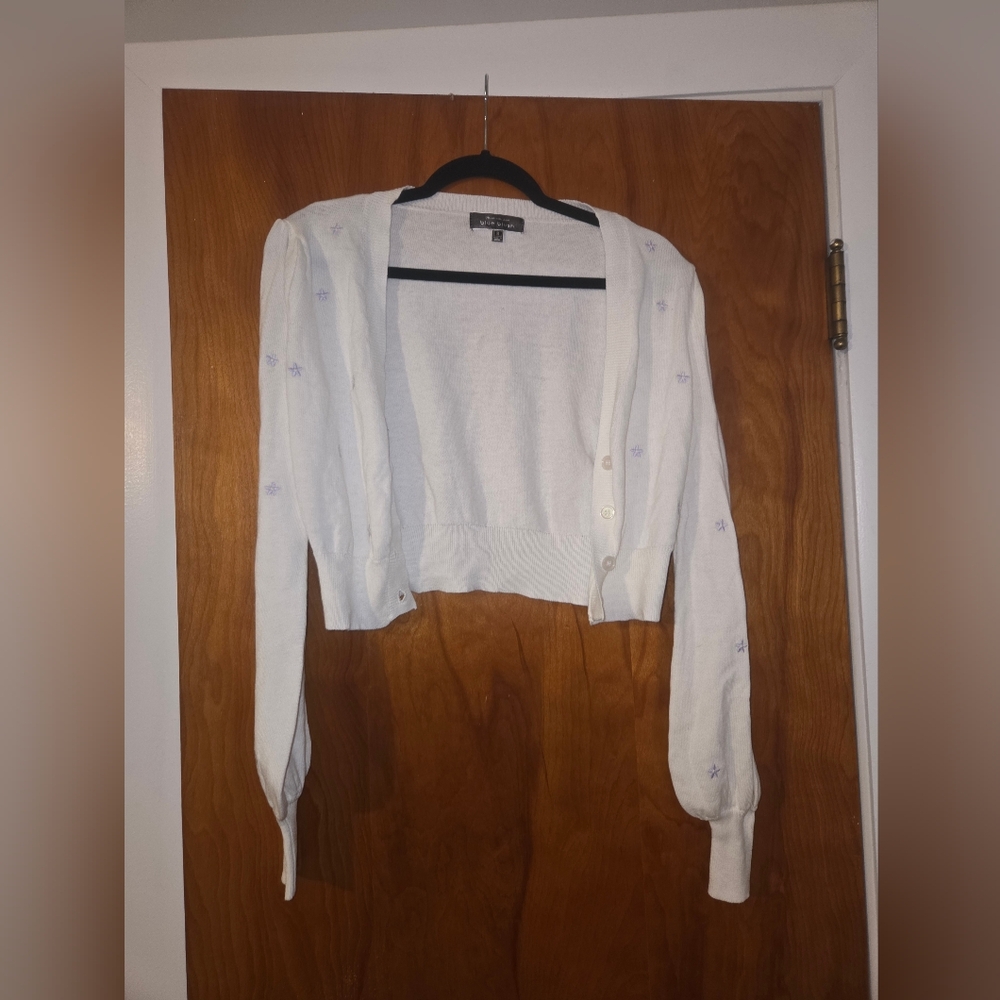 Blue Blush White Cardigan